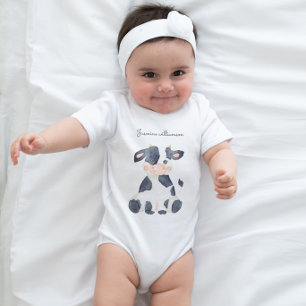  Cute cow  stylish watercolor script  Baby Bodysuit