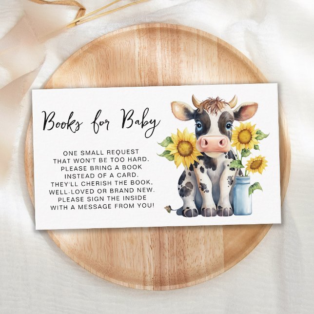Cute Cow Sunflower Farm Baby Shower Books For Baby Enclosure Card (Creator Uploaded)