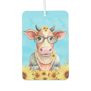 Cute Cow Sunflowers Car Air Freshener