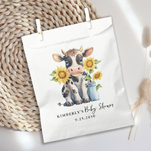Cute Cow Sunflowers Modern Simple Farm Baby Shower Favour Bags
