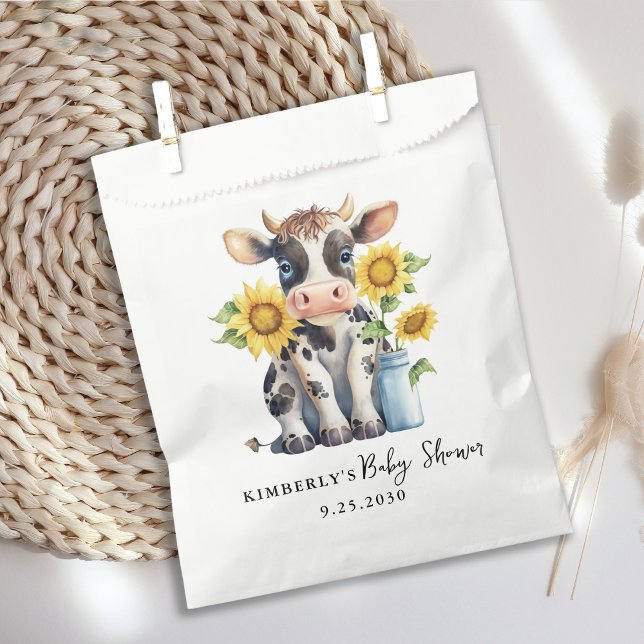 Cute Cow Sunflowers Modern Simple Farm Baby Shower Favour Bags (Creator Uploaded)