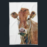 CUTE COW TEA TOWEL<br><div class="desc">An art design of a cute cow.</div>