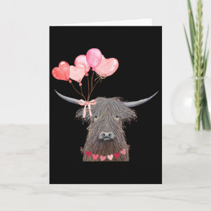 Cute Cow Valentine's Day Design With Heart Balloon Card