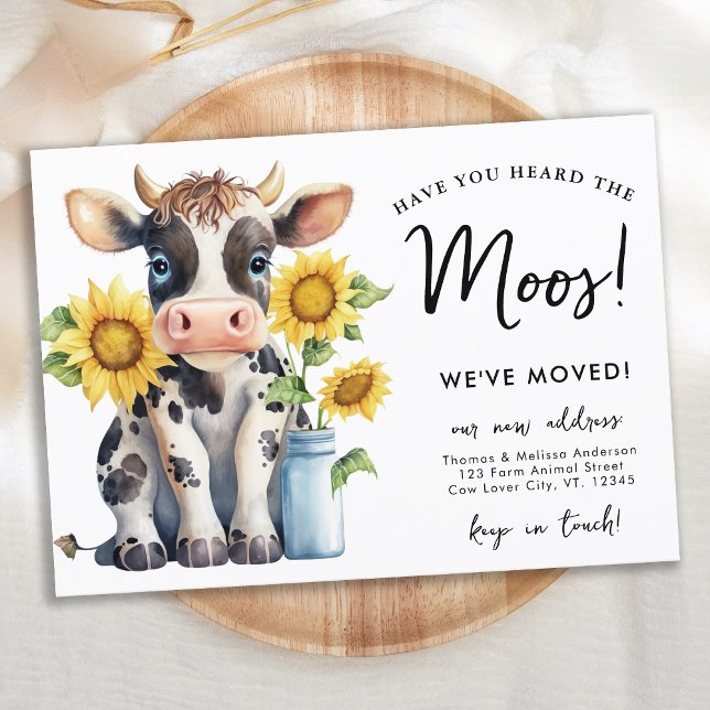 Cute Cow We've Moved New Address Country Moving Announcement Postcard (Creator Uploaded)