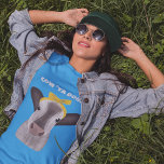 Cute Cow with Bow Custom Message T-Shirt<br><div class="desc">The slogan on this graphic tee is ready to be customised with your own message. The bold white letters are displayed above an illustration of a cute cow wearing a yellow bow.</div>