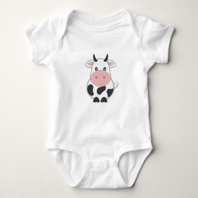 Cute Cow With Horns Baby Bodysuit (Front)