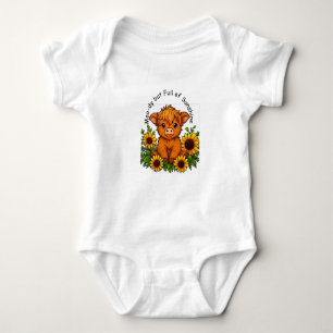 Cute Cow with Sunflowers Baby Bodysuit