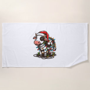 Cute Cow Xmas Kids Teen Girl Boy Beach Towel