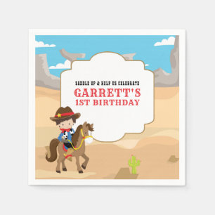 Cute Cowboy 1st Birthday Party Napkin