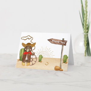 Cute Cowboy Bear Western Rodeo Cactus Baby Shower  Thank You Card
