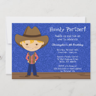 Cute cowboy birthday party invitation