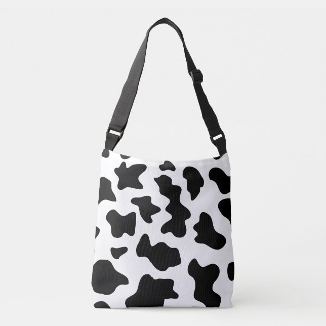 cute cowboy black and white farm cow print crossbody bag (Front)