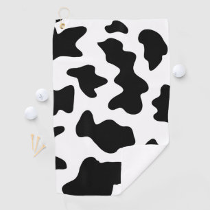 cute cowboy black and white farm cow print golf towel