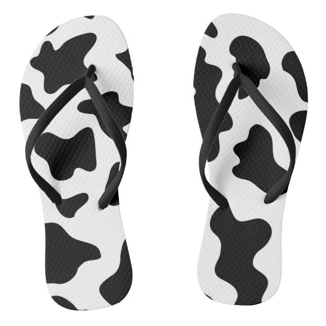 cute cowboy black and white farm cow print jandals (Footbed)