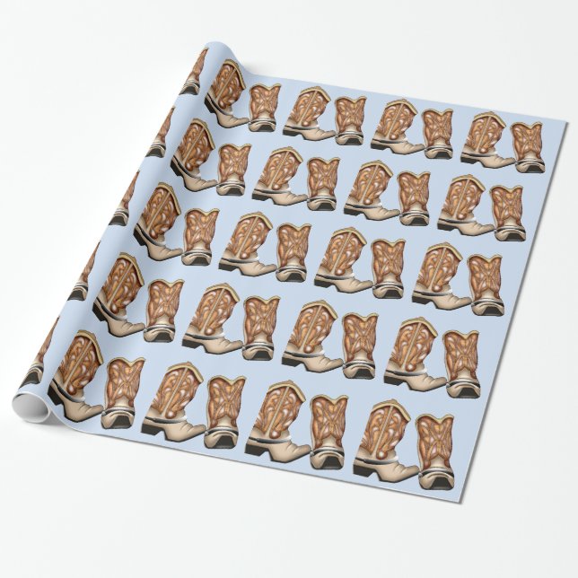 Cute Cowboy Boot Gift Wrap (Unrolled)