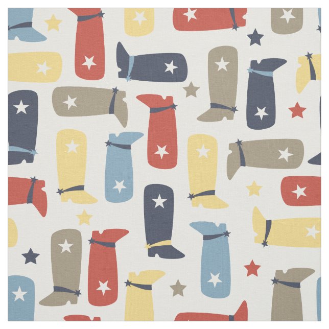 Cute Cowboy Boots and Stars Fabric (Swatch)