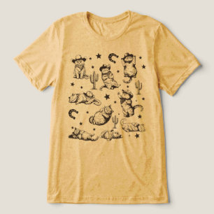 Cute Cowboy Cats Western Kitten Pattern Tri-Blend Shirt