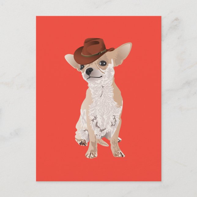 Cute Cowboy Chihuahua Dog Postcard (Front)