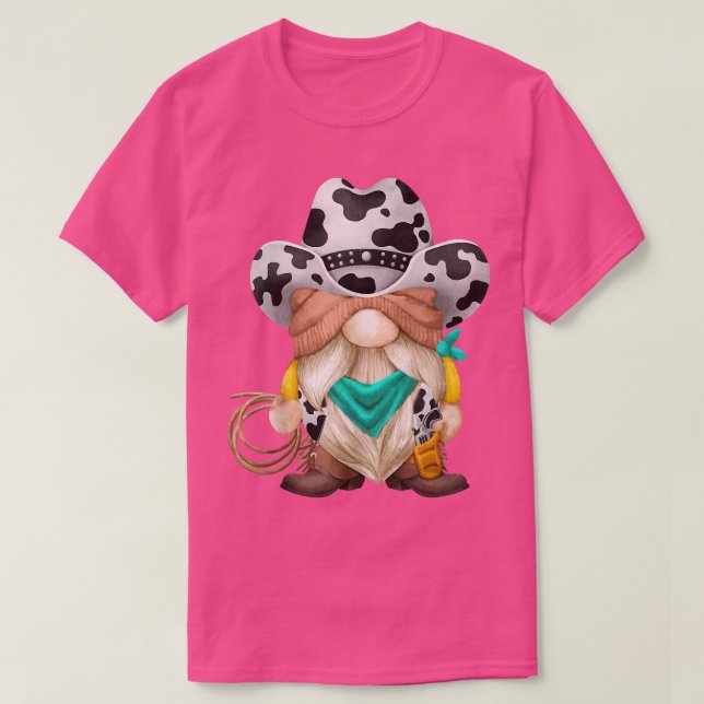 Cute Cowboy Costume For Women With LassoCow Print  T-Shirt (Design Front)