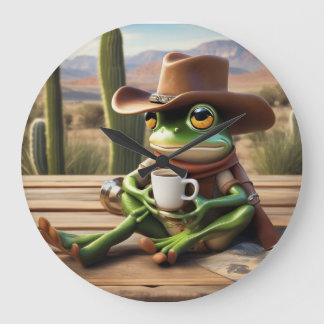 Cute Cowboy Frog with Coffee Clock