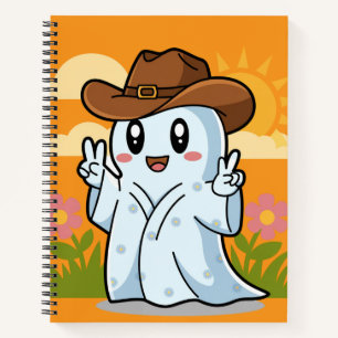 Cute Cowboy Ghost for Halloween Fun Decoration Notebook