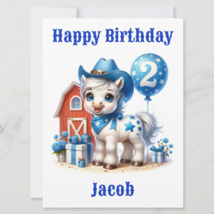 Cute Cowboy Pony 2-Year-Old Birthday Card