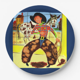 cute cowboy print paper plate