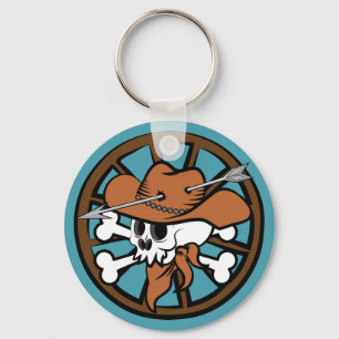 Cute Cowboy Skull and Crossbones Key Ring