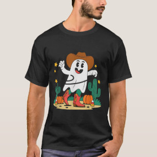 Cute Cowboy Western Ghost For Fall Spooky Hallowee T-Shirt