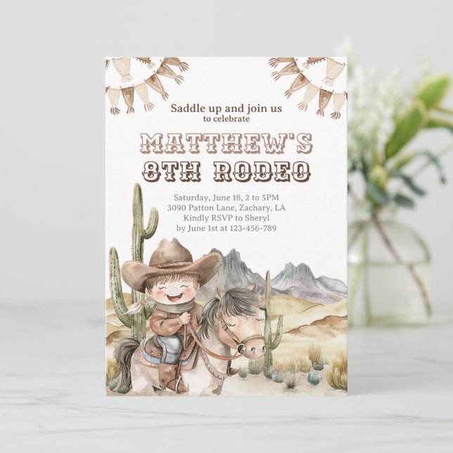 Cute Cowboy's Rodeo Invitation (Standing Front)