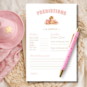 Cute Cowgirl Baby Shower Predictions & Advice Game