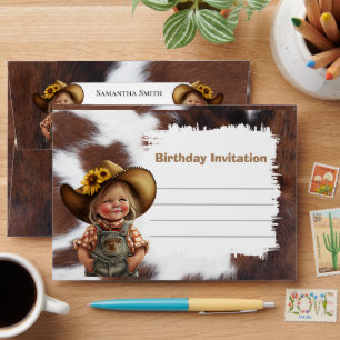 Cute Cowgirl Birthday Invitation  Envelope