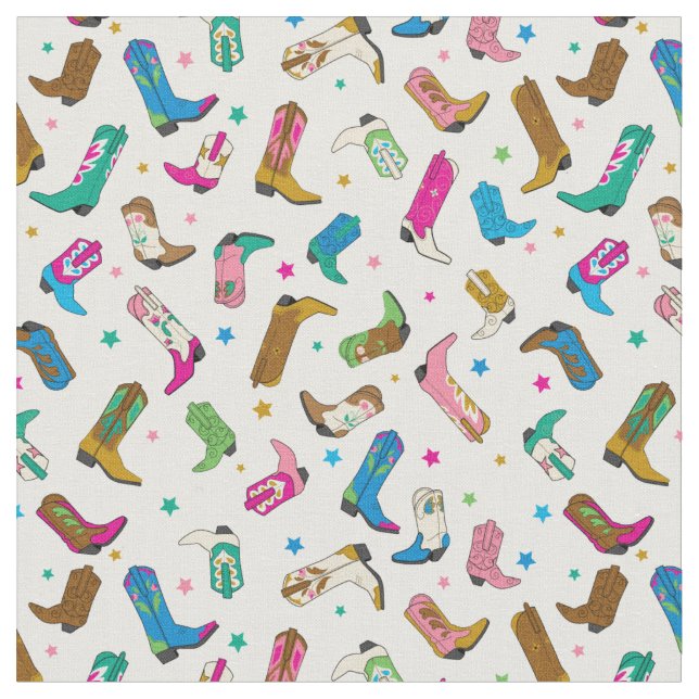 Cute Cowgirl Boot Fabric (Close Up)