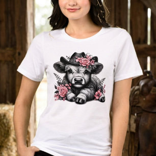 Cute Cowgirl Highland Cow Tri-Blend Shirt