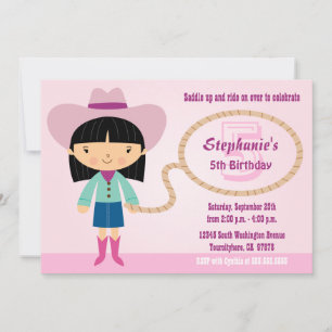 Cute cowgirl lasso girl's birthday party invite