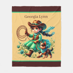 Cute cowgirl lovers girls add name fleece blanket
