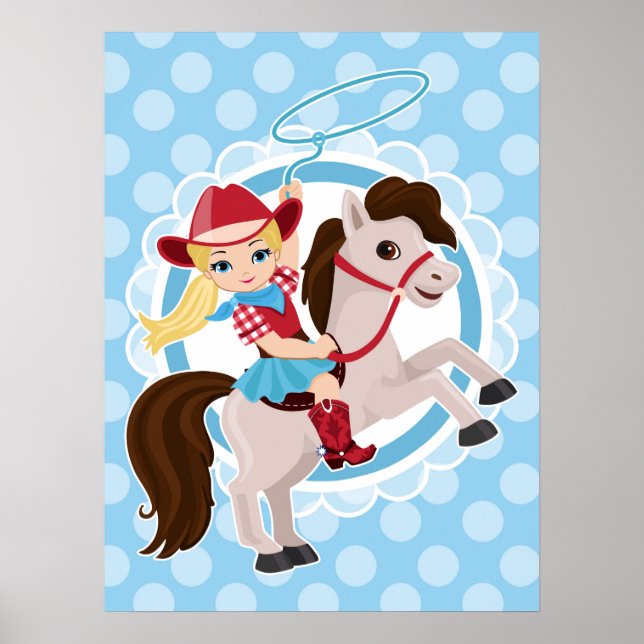 Cute Cowgirl on Horse - Rodeo Blonde Poster (Front)