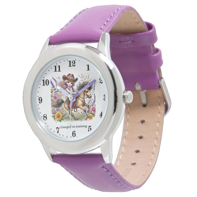 Cute cowgirl training add name watch (Angled)