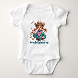Cute cowgirl training customisable girls baby bodysuit