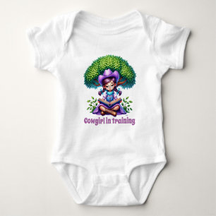 Cute cowgirl training customisable girls  baby bodysuit