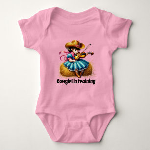 Cute cowgirl training customizable girls baby bodysuit