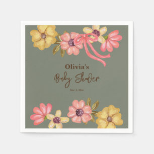 Cute Cowgirl Western Baby Shower Boho Flowers Napkin