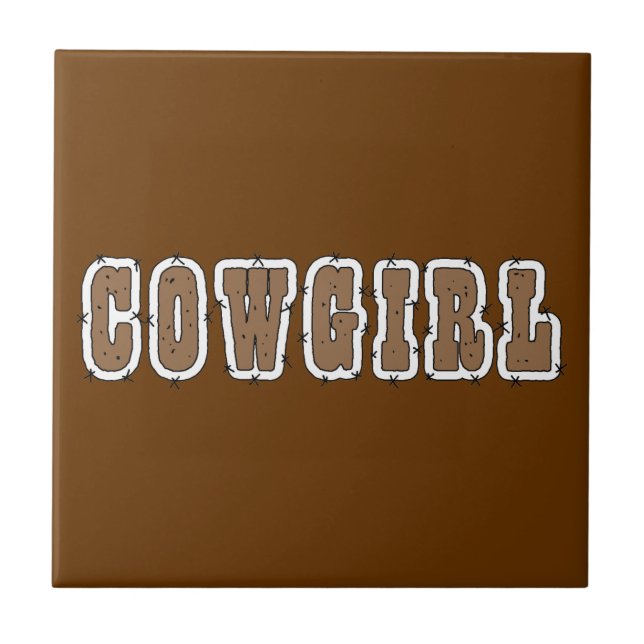 Cute Cowgirl Western - Choose Background Colour Tile (Front)