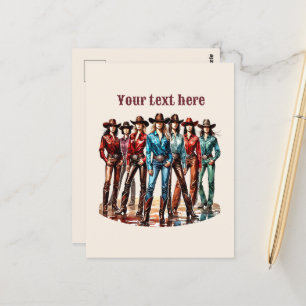 Cute Cowgirls add message  Postcard