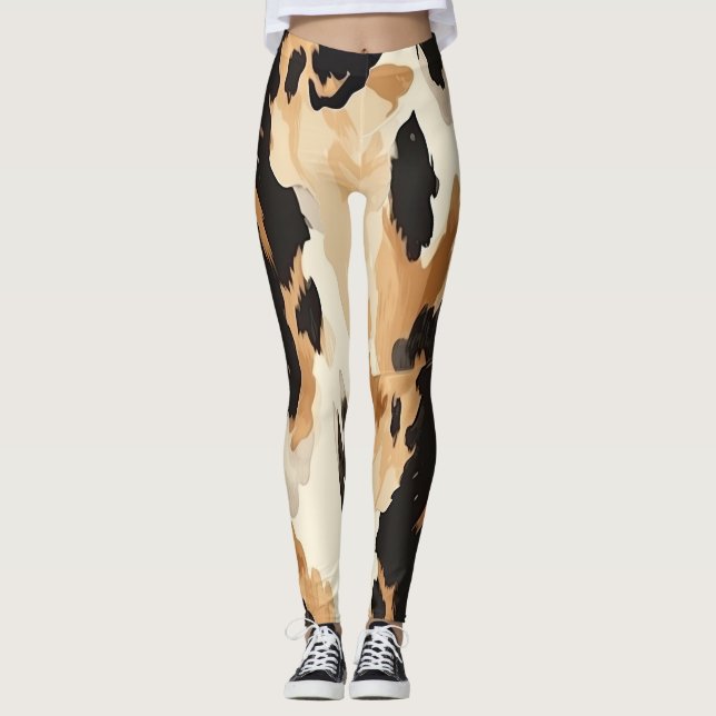 Cute Cowhide Pattern Leggings (Front)