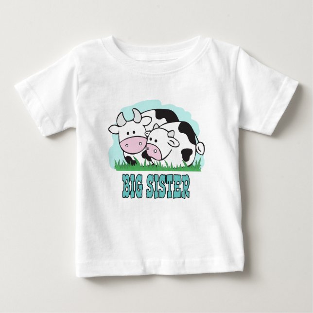 Cute Cows Big Sister Baby T-Shirt (Front)