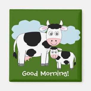 Cute cows fridge magnet "Good morning"