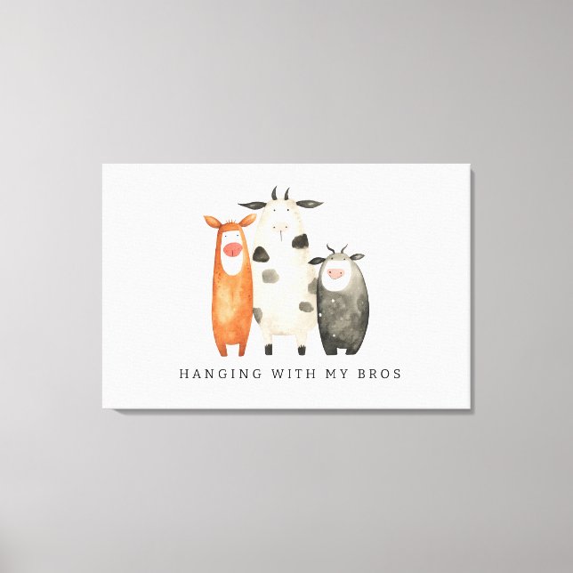 Cute Cows Hanging with my Bros Canvas Print (Front)