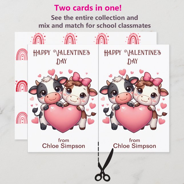 Cute Cows Kid's Valentine Party Classroom Card (Creator Uploaded)