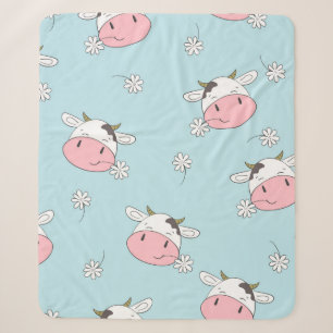 Cute cows seamless pattern. Vintage childish backg Sherpa Blanket